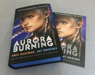 Aurora Burning Jay Kristoff Amie Kaufman Signed Blue Sprayed Edges Illumicrate