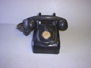 Vintage Leich Black Bakelite Desk Telephone Crank Ringer 901b