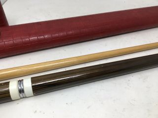 Vintage 3 Piece Pool Cue Stick In Faux Red Leather Case