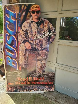 Dale Earnhardt Hunting Busch Beer Advertisement 1999 Cardboard Cutout 6 Foot