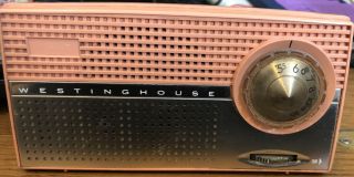 Vtg Westinghouse 8 Transistor Pocket Radio,  Model H - 695p8,  Pink