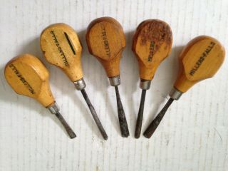 Millers Falls Wood Carving 5 Hand Tools Vintage Set