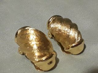 Vintage Signed Christian Dior Clip On Earrings Gold Tone