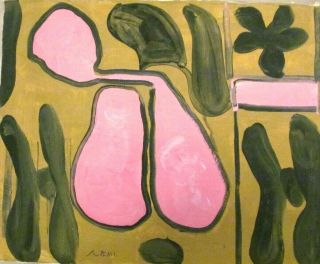 Vintage Abstract Acrylic On Canvas Robert Motherwell Modern Art 20th Century