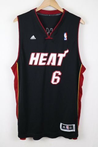 Adidas Mens Sz 2xl 6 Lebron James Miami Heat Nba Basketball Jersey