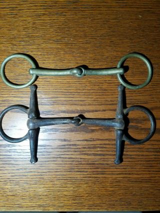 Set Of 2 Vintage Horse Snaffle Bit O Rings.  One Is Us Military,  Other English