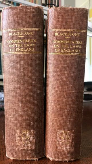 Commentaries On The Laws Of England 4 Books In 2 Volume Set Blackstone 1860