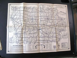 Scarce 1920s Highway Road Map Guide Iowa Des Moines Cedar Rapids Ames Dubuque