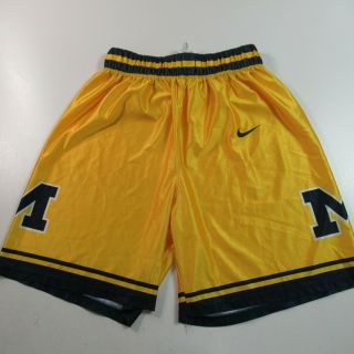 Vintage Nike Michigan Wolverines Basketball Shorts Fab 5 Yellow Ncaa Mens Large