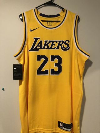 Lebron James Yellow Gold Los Angeles La Lakers Jersey Size Large With Tags