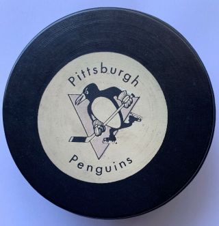 Pittsburgh Penguins 1970s Rawlings Official Size Puck Stamped Made In Canada Nhl