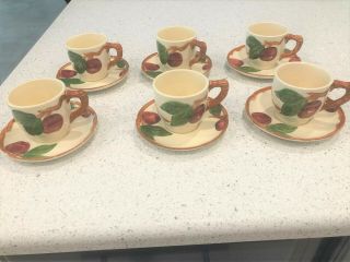 Vintage Franciscan Apple Small Espresso Cups,  6 Cups With 6 Saucers Usa