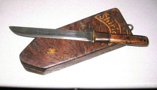 Unique Rustic Antique Vintage Handmade Knife With Large Wood Sheath