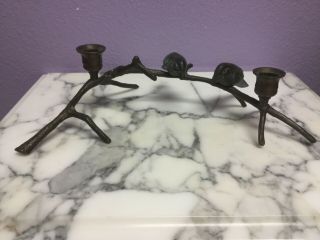VINTAGE Solid Brass BIRDS SITTING ON A BRANCH Candle Holders ANDREA By SADEK 3