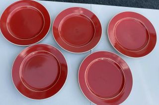 Bia Red Dinner Plates Set 5 Vintage Rare Hard To Find 11 "