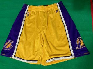Authentic Adidas Nba Los Angeles Lakers Game Shorts 38 On Court La Gold Kobe