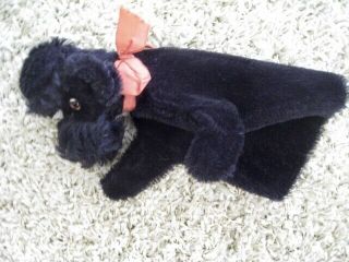 Vintage 1950s Steiff Mohair Black Poodle Dog Hand Puppet Snobby Toy Animal Puppy