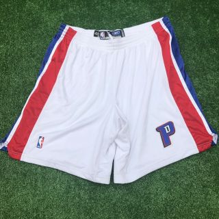 Reebok Nba Detroit Pistons Team Issued Game Worn Pro Cut Shorts White 48,  2 Xl