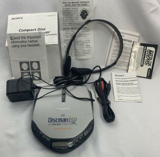 Sony Discman Model D - E301 With Adapter And Headphones Vintage