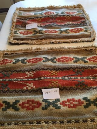 Vtg.  Set Of 2 Handwoven,  Embroidered Wool Kilim Pillow Covers Boho Gypsy 18”x14”