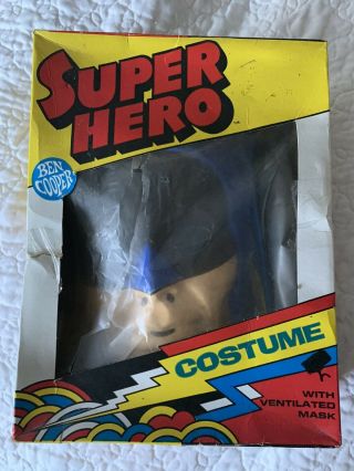 Vintage 1973 Ben Cooper Batman 250 Costume & Mask Medium Kids Size 8 - 10