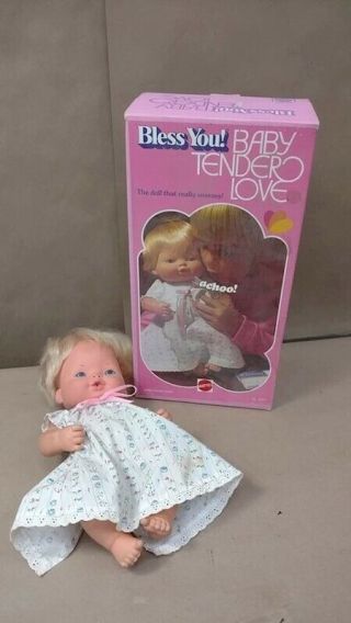 1974 Bless You Baby Tender Love Sneezing Baby Doll With Box