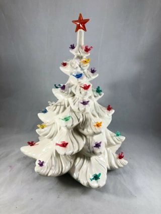 Vintage Atlantic Mold 14 " Iridescent Ceramic Christmas Tree W/star - No Base