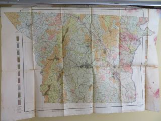 1909 Antique Color Map Gaston County North Carolina Gastonia 30 X 21 0357