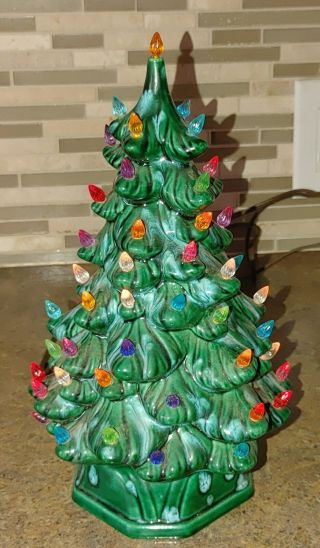 Vintage Ceramic Holiday Christmas Tree 11 " Artificial Desk Top