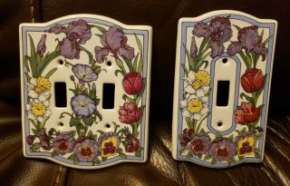 Vintage Santa Barbara Ceramic Design Floral Switch Plate Covers