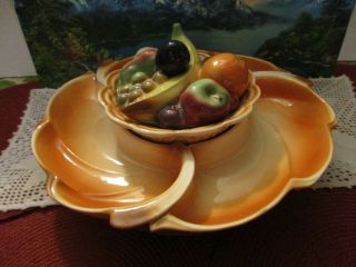Vintage Lane & Co.  3030 6 - Piece Ceramic Fruit Bowl Serving Set With Lazy Susan