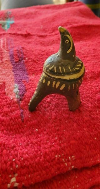 Vintage Mexican Whistle Clay Pottery Bird Earth Tones