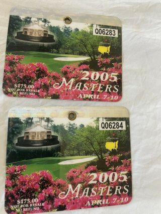 2 - 2005 Masters Badges Augusta National Golf Ticket Tiger Woods Wins So