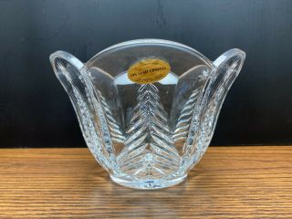 Vintage 24 Lead Crystal Bowl Christmas Tree Pattern Made In Czech Republic