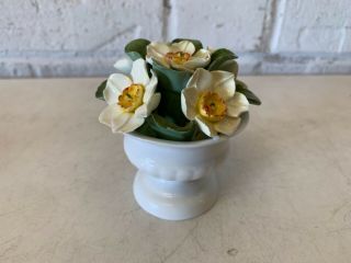 Vintage Aynsley English Porcelain Hand Painted March Narcissus Pot Of Flowers