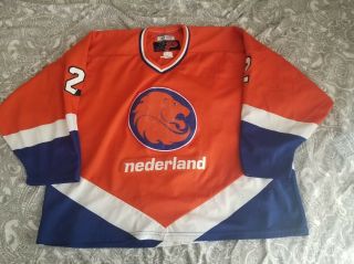 Iihf Nike/sp Team Netherlands Nederland Dutch Holland Game Worn Hockey Jersey