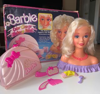 Barbie Color Change Styling Head 1988 Lavender Accessories Earrings Necklace Vtg
