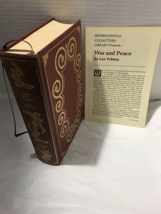 Vtg Book Leo Tolstoy War And Peace International Collectors Edition Hc Papers
