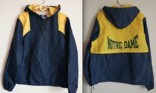 Vintage Notre Dame Jacket - Large Windbreaker Champion Usa Track/football/irish