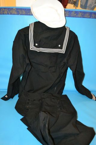 Us Navy Sailor Wool Uniform Shirt/pants Cracker Jack Blue Vintage