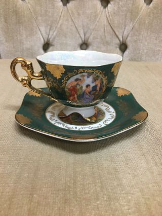 Royal Stafford Hand Painted Tea Cup And Saucer Gold Antique Vintage Set Rare