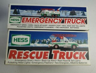 Vintage Hess Rescue Truck From 1994 & Emergency Truck 1996