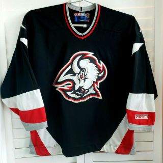 Ccm Buffalo Sabres Goat Head Nhl Hockey Jersey Vintage 1995 Black Home Xl