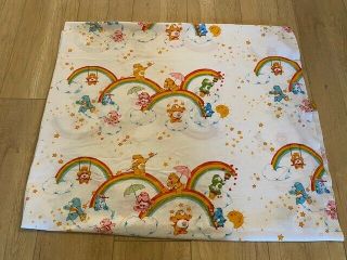 Vintage 1980s American Greetings The Care Bears Twin Size Flat Bed Sheet