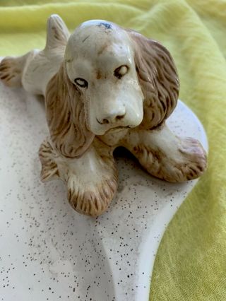 Vintage Ceramic Dog Ashtray / Trinket Dish Figural Signed