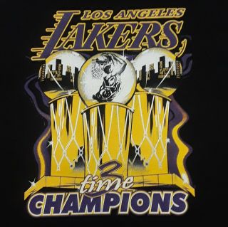 2002 Los Angeles Lakers 3 Peat Shirt Kobe Shaq NBA Champions Tee Mens XL Black 2