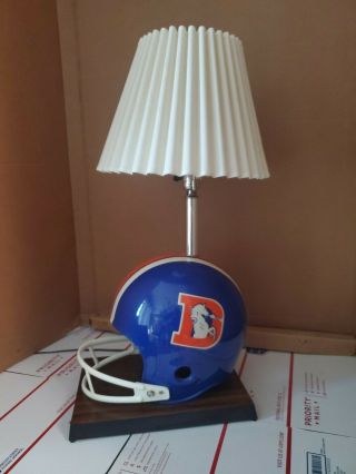Denver Broncos Throwback Nfl Full Size Football Helmet Lamp Man Cave Table Decor