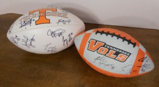 2 University Of Tennessee Vols Football Player Coach Autographed Balls