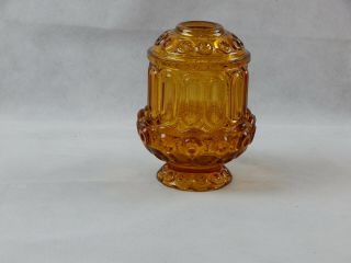 Vintage L E Smith Moon & Stars Pattern Amber Glass Fairy Courting Lamp