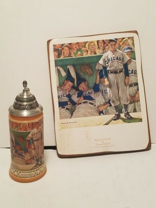 Chicago Cubs Norman Rockwell The Dugout Stein & Plaque
